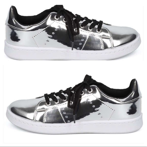 black shiny sneakers